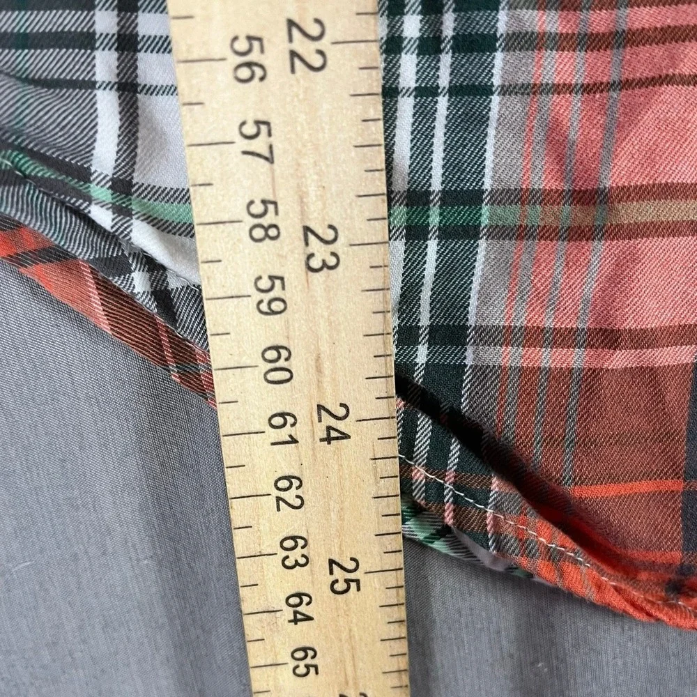 Ralph Lauren Button-Down Boys L 14-16 Plaid Orange Black White EUC